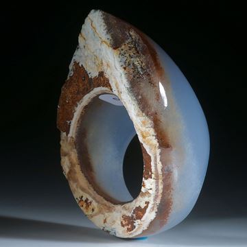 Chalcedon Ring hohe Form, poliert und teilweise naturbelassen