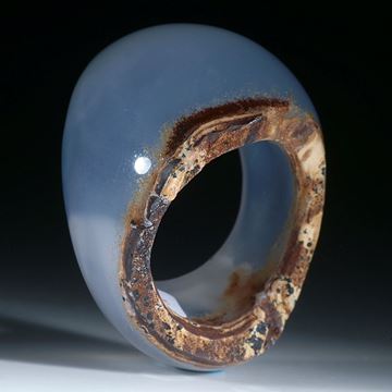 Chalcedon Ring poliert und naturbelassen