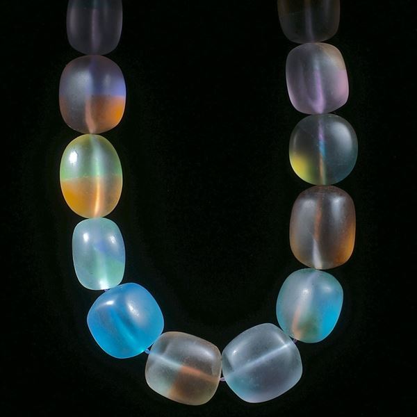 Fusingglas Collier, transparente Blockformen