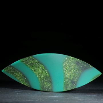 Fusing-Glas Navette Dunkelgrün/Grün, gebogene Form matt