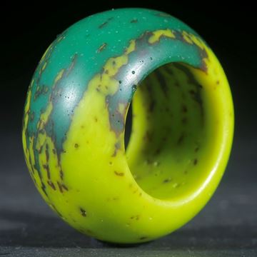 Fusing-Glas-Ring, Grün/Gelb matt