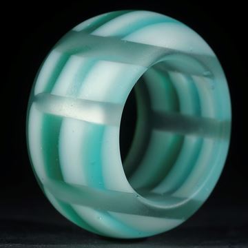 Fusing-Glas-Ring, Grün/Weiss gestreift, matt