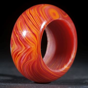 Fusing-Glas-Ring, orangerot gestreift