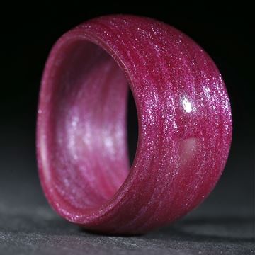 Glasfaser Fingerring, handgewickelt (Pink mit Perlglanzpigment Mira Silber)