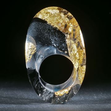 Goldglas-Ring mit Schwarz, D19.7mm