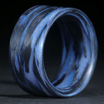 Fingerring Karbon /Xirallic Tigris Blue, gewickelt (Duplex)