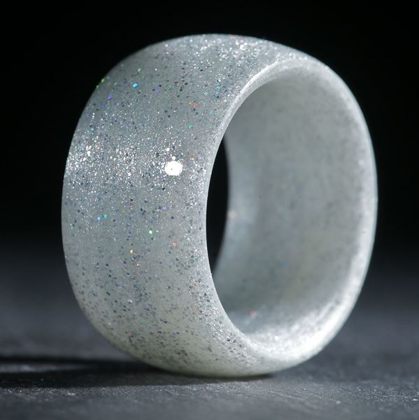 Glasfaserring, handgewickelt (Holographic Silber mit Mira Silber)