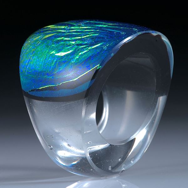 Fingerring Dichroic Glass, Opalglas