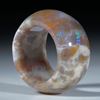 Edelsteinring Opal, Australien, parallele Form, bombiert und poliert