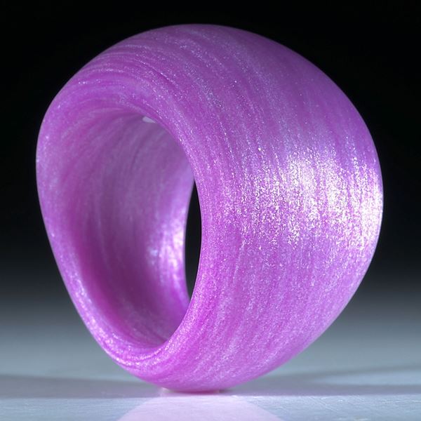 Fingerring aus Glasfaser Kobaltviolett mit Mira Silber