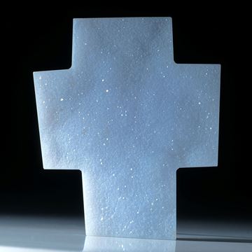 Chalcedon mit Kristallrasen, grosses Kreuz ca.68x57x7mm