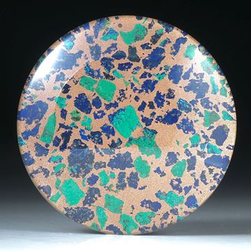 Azurit Malachit mit Bergkristall doublettiert, grosse Rondelle 46x46x6.5mm