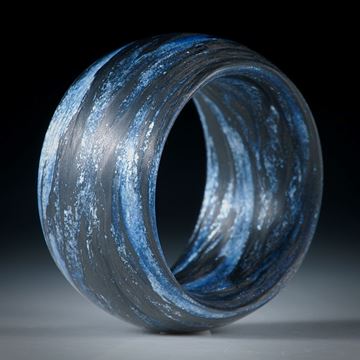 Fibertec: Karbonring mit Glasfaser Ultramarinblau und Silberflitter