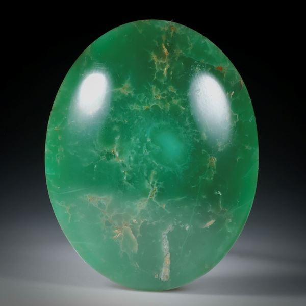 Variscit Cabochon, ovale Form mit naturbelassenem Boden