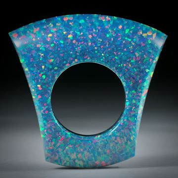 Edelsteinring Opal synthetisch, freie Form im Verlauf geschliffen und poliert