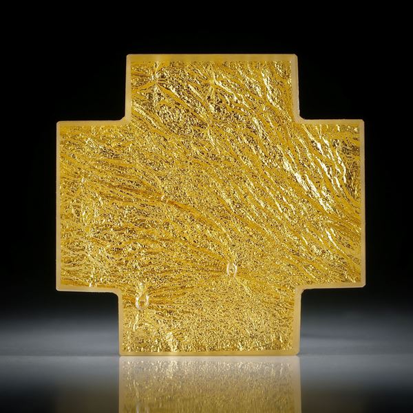 Goldglas Kreuz (Glas mit eingeschmolzenem Gold 23.75ct.) ca.39x38x7mm