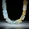 Edelsteincollier Beryll (Aquamarin/Goldberyll), naturbelassene Kristalle mit bombiert geschliffenen Seiten
