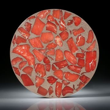 Edelkoralle corallium rubrum, in Bronze, ca.35x35x2mm