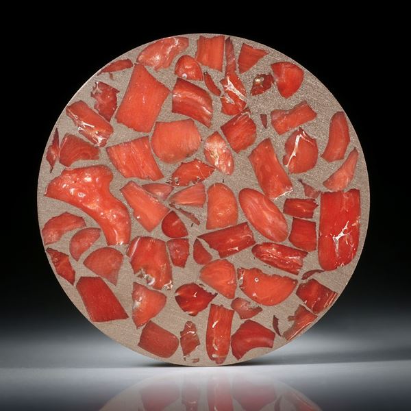 Edelkoralle corallium rubrum, in Bronze, ca.35x35x2mm
