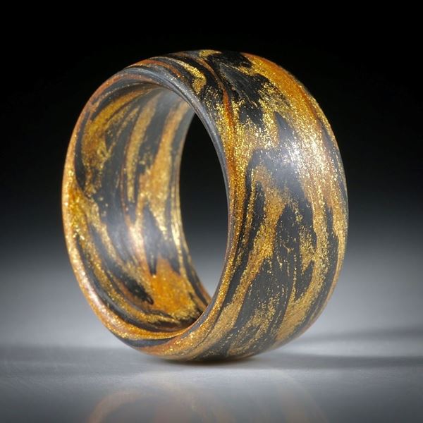 Fibertec Ring, Karbon mit Glasfaser Mira Cosmic Gold, Innendurchmesser 18.6mm