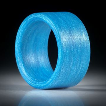 Fingerring Fibertex, Glasfaser mit Libellenblau, feinmatt geschliffen, Breite 12.8mm