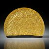 Fusingglas mit eingeschmolzenem Blattgold, handgeschliffener Halbkreis ca.45x32x6mm