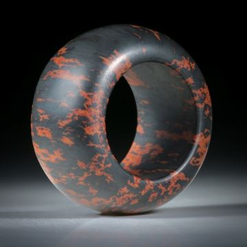 Steinring Mahagoni Obsidian, feinmatt handgeschliffen, parallel mit bombiertem Profil, Innendurchmesser 19.2mm