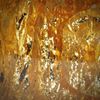 Goldglas Cabochon - Glas mit eingeschmolzenem Blattgold, ca.47x23x10mm