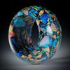 Fingerring aus synthetischem Opal in Kunstharzmatrix schwarz, Durchmesser 18.7mm, Breite 14mm