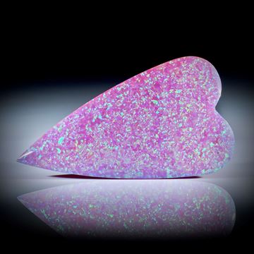 synthetischer Opal Pink, grosse Herzform, einseitig bombiert und poliert ca.78x42x8.5mm