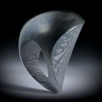 Karbon Fingerring, bequeme Freiform "Zweiflächer" matt/poliert, Innendurchmesser 19.1mm