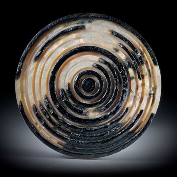 Abalone Rondelle mit konzentrisch gravierten Kreisen ca.48x48x3.5mm