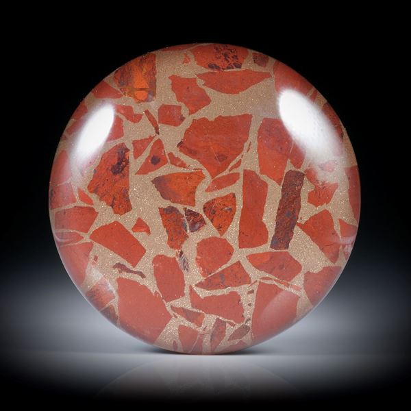 Jaspis in Bronzematrix, mit Bergkristall doublettiert, ca.33x33x8mm