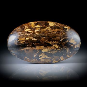 Bronzit 135.23ct.  langovaler Cabochon poliert, ca.55x32x9.5mm