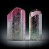 Turmalinkristall Paar, bicolor, total 20.03ct. mit angeschliffenen Standflächen, ca.19x10x6mm
