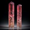 Turmalinkristall Paar, bicolor, total 49.8ct. mit angeschliffenen Standflächen, ca.43x9x8mm