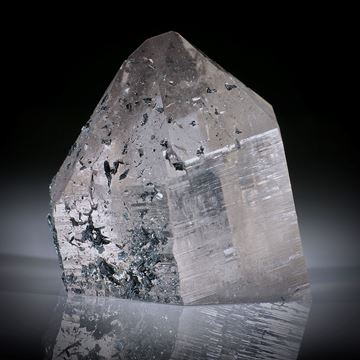 schweizer Bergkristall mit aufgewachsenen Hämatitkristallen, ca.62x61x48mm