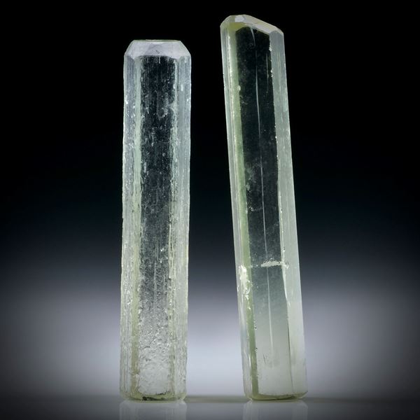 Beryll Kristall Paar 30.94ct. ca.43x7x4mm und 40x7x5.5mm