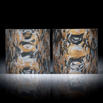 Paar aus Karbon mit Glasfaser Bronze und Alu (triplex), Viereck je ca.27x27x3mm