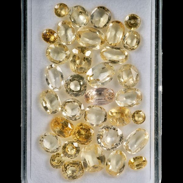 Saphir Ceylon unerhitzt 36.85ct. Lot aus 34 Steinen, Grösse ca.4-8mm