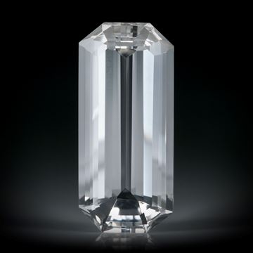 schweizer Bergkristall 29.93ct.  Smaragdschliff, Präzisionsschliff ca.30.7x13.8x9.6mm