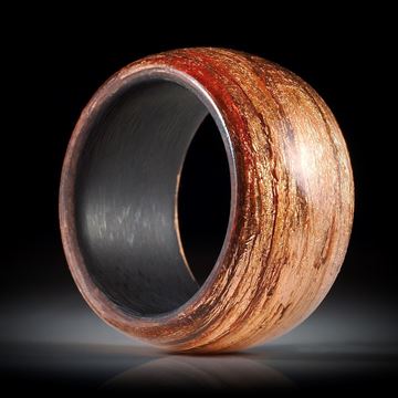 Glasfaser-Ring gewickelt, mit Blattkupfer und Karbon Innenring, poliert, Breite 12.5mm, Innendurchmesser 18mm